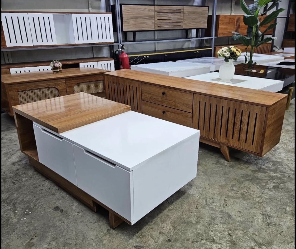 Readily available tv stand and coffee table